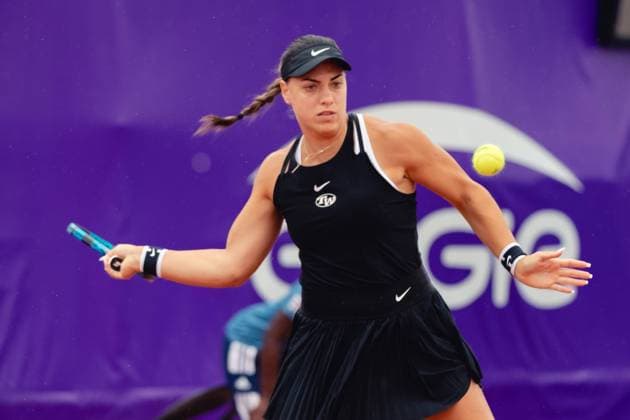 Strasbourg, France, May 16th 2022: Ana Konjuh of Croatia in action during her Round of 32 Singles match of the 2022 Internationaux de Strasbourg against Oceane Dodin of France at the Tennis Club de Strasbourg in Strasbourg, France Dan O Connor SPP 2022 Internationaux de Strasbourg - Round of 32 Singles - Ana Konjuh v Oceane Dodin - Tennis Club de Strasbourg 