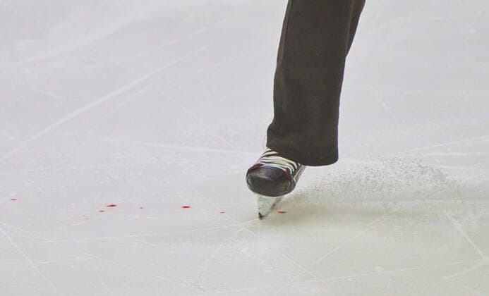referee removes traces of blood on the ice in the match SLOVAKIA - CANADA of the IIHF Ice hockey, Eishockey World Championship, WM, Weltmeisterschaft Group B in Helsinki, Finland, May 16, 2022, Season 2021 2022