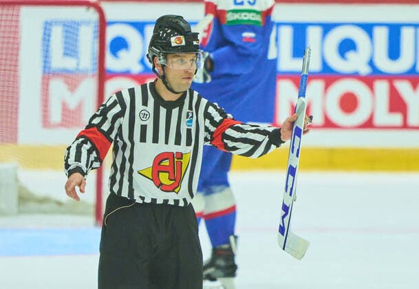 Referee with broken goalie stick in the match SLOVAKIA - CANADA of the IIHF Ice hockey, Eishockey World Championship, WM, Weltmeisterschaft Group B in Helsinki, Finland, May 16, 2022, Season 2021 2022
