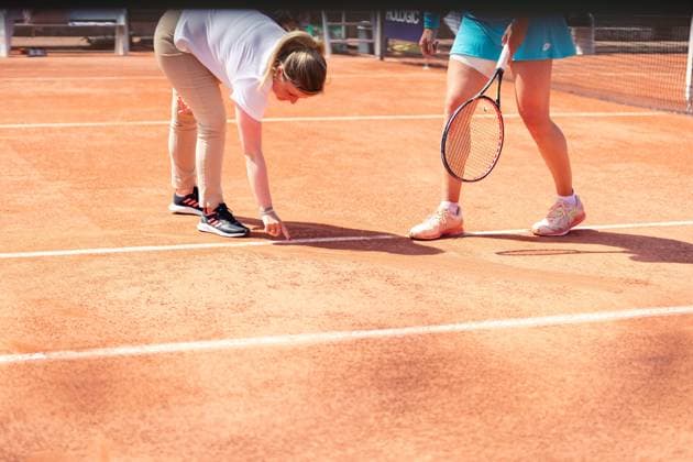 Strasbourg, France, May 17th 2022: Anna-Lena Friedsam of Germany discusses a disputed line call with the umpire during her Round of 32 Singles match of the 2022 Internationaux de Strasbourg against Daria Saville of Australia at the Tennis Club de Strasbourg in Strasbourg, France Dan O Connor SPP 2022 Internationaux de Strasbourg - Round of 32 Singles - Daria Saville v Anna-Lena Friedsam - Tennis Club de Strasbourg 