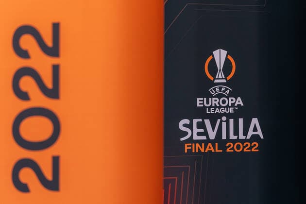 SOCCER - UEFA EL, Frankfurt vs Glasgow SEVILLA,SPAIN,17.MAY.22 - SOCCER - UEFA Europa League, final, Eintracht Frankfurt vs Glasgow Rangers, preview. Image shows a feature with a logo.  GEPAxpictures xJohannesxFriedl