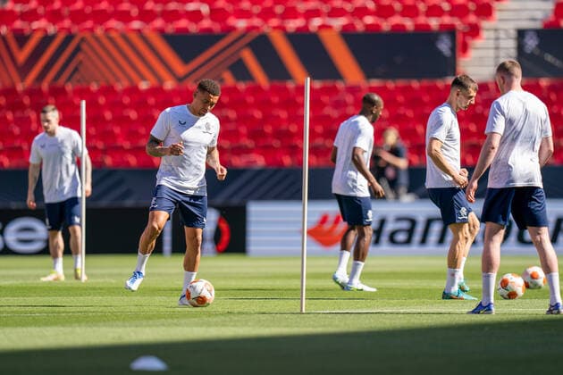 SOCCER - UEFA EL, Frankfurt vs Glasgow SEVILLA,SPAIN,17.MAY.22 - SOCCER - UEFA Europa League, final, Eintracht Frankfurt vs Glasgow Rangers, preview, training Glasgow. Image shows the team of Glasgow.  GEPAxpictures xJohannesxFriedl