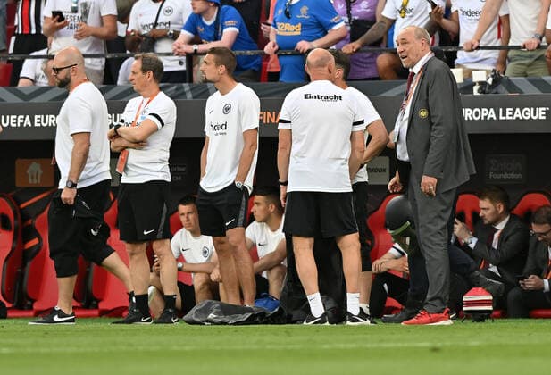 18.05.2022, xfux, Fussball UEFA Europa League Finale 2022, Eintracht Frankfurt - Glasgow Rangers, emonline, emspor, v.l. APraesident Peter Fischer (Eintracht Frankfurt) (DFL DFB REGULATIONS PROHIBIT ANY USE OF PHOTOGRAPHS as IMAGE SEQUENCES and or QUASI-VIDEO) Sevilla