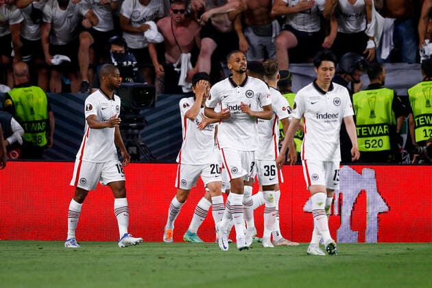 Eintracht Frankfurt v Rangers UEFA Europa League Rafael Santos Borre of Eintracht Frankfurt celebrates scoring his sides 1st goal during the UEFA Europa League Final between Eintracht Frankfurt and Rangers at Ramon Sanchez Pizjuan Stadium, Seville Content Not Available For UK Newspapers Copyright: xPaulxChestertonx FIL-16924-0119 UK Newspapers OUT