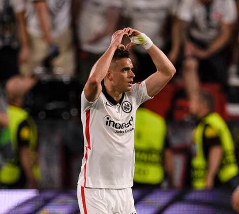 18.05.2022, Fussball Europa League 2021 2022, Finale, Eintracht Frankfurt - Glasgow Rangers, in Sevilla (Spanien). Rafael Borre (Eintracht Frankfurt) Torjubel.
