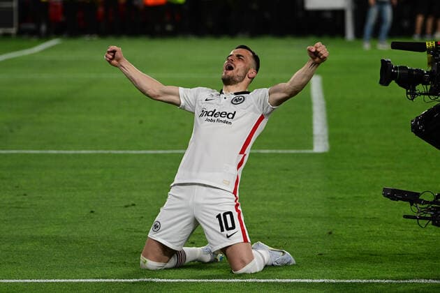 Filip Kostic 10 (Eintracht Frankfurt) jubelt, Eintracht Frankfurt vs. Glasgow Rangers, Europa League, Finale, 18.05.2022