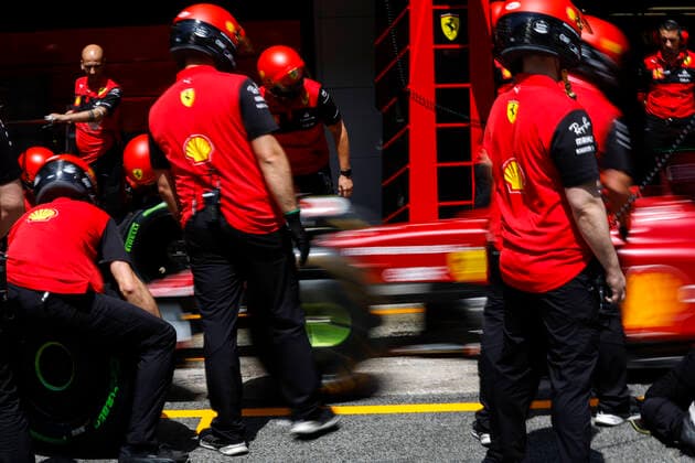 Scuderia Ferrari team, F1 Grand Prix of Spain at Circuit de Barcelona-Catalunya on May 19, 2022 in Barcelona, Spain. (Photo by HOCH ZWEI) Barcelona Spain