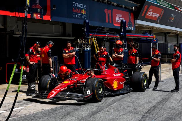 Scuderia Ferrari team, F1 Grand Prix of Spain at Circuit de Barcelona-Catalunya on May 19, 2022 in Barcelona, Spain. (Photo by HOCH ZWEI) Barcelona Spain