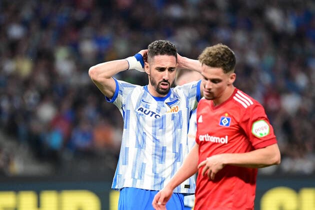 Sport Themen der Woche KW20 Sport Bilder des Tages Fußball I Herren I Saison 2021-2022 I Bundesliga-Relegation I Hinspiel I Hertha BSC - Hamburger SV I 19.05.2022 Schaut enttäuscht, betrübt, deprimiert, frustriert, geknickt, gekränkt, niedergeschlagen, unzufrieden, ernüchtert, schlecht gelaunt: Ishak Belfodil (14, Hertha BSC) vergibt eine Chance Berlin Olympiastadion Berlin Berlin Deutschland *** Soccer I Men I Season 2021 2022 I Bundesliga Relegation I First leg I Hertha BSC Hamburger SV I 19 05 2022 Looks disappointed, saddened, depressed, frustrated, dejected, offended, dejected, dissatisfied, disillusioned, bad-tempered Ishak Belfodil 14, Hertha BSC misses a chance Berlin Olympiastadion Berlin Berlin Germany Copyright: xLobeca FelixxSchlikisx