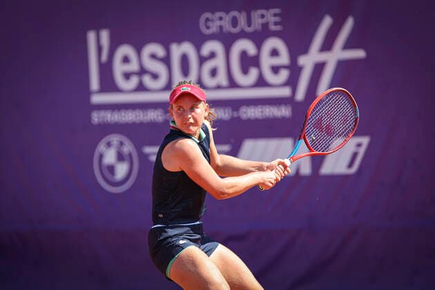May 18, 2022, France: Fiona Ferro (FRA), in action during 2022 Internationaux de Strasbourg TENNIS : Internationaux de Strasbourg IS22 - 18 05 2022 ElyxandroCegarra Panoramic 