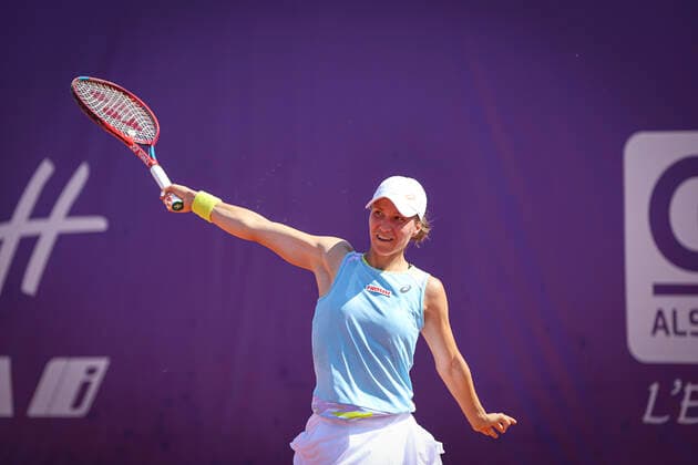 May 18, 2022, France: Viktorija Golubic (SUI), in action during 2022 Internationaux de Strasbourg TENNIS : Internationaux de Strasbourg IS22 - 18 05 2022 ElyxandroCegarra Panoramic 