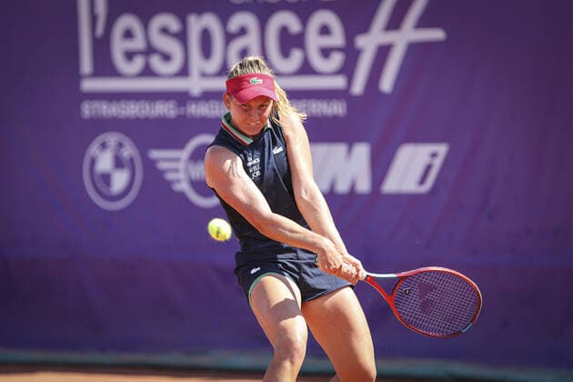 May 18, 2022, France: Fiona Ferro (FRA), in action during 2022 Internationaux de Strasbourg TENNIS : Internationaux de Strasbourg IS22 - 18 05 2022 ElyxandroCegarra Panoramic 