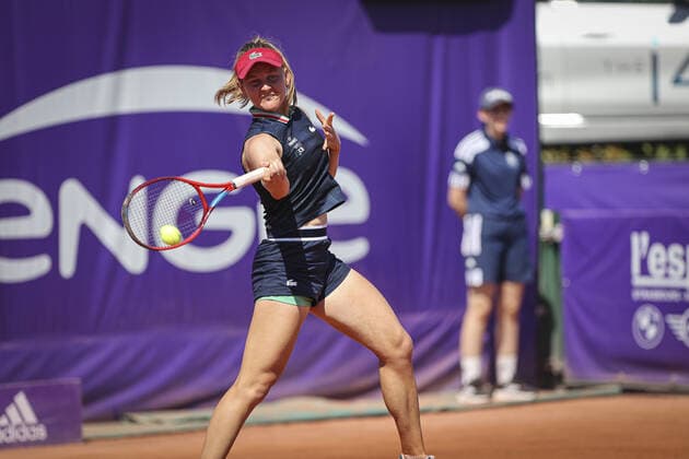 May 18, 2022, France: Fiona Ferro (FRA), in action during 2022 Internationaux de Strasbourg TENNIS : Internationaux de Strasbourg IS22 - 18 05 2022 ElyxandroCegarra Panoramic 