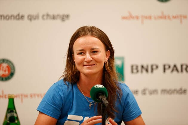 20.05.2022, Tennis, French Open 2022 Roland-Garros, FRA, Paris, Roland Garros, Pressekonferenz Bild: v. li. Barbora Krejcikova (CZE) Copyright: HMBxMedia AntonioxBorga