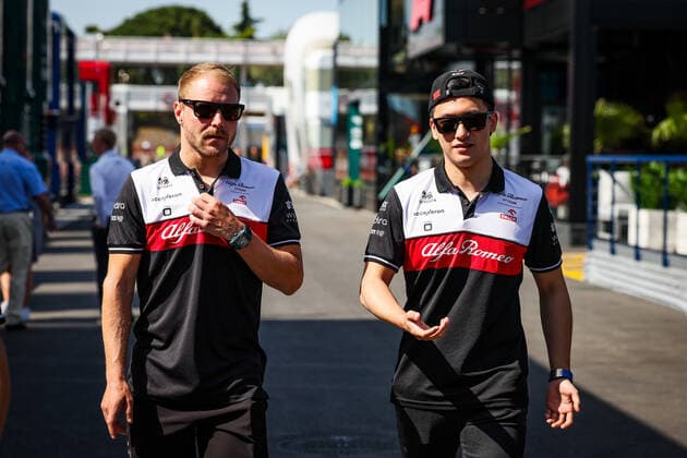 BOTTAS Valtteri (fin), Alfa Romeo F1 Team ORLEN C42, ZHOU Guanyu (chi), Alfa Romeo F1 Team ORLEN C42, portrait during the Formula 1 Pirelli Grand Premio de Espana 2022, 6th round of the 2022 FIA Formula One World Championship, WM, Weltmeisterschaft on the Circuit de Barcelona-Catalunya, from May 20 to 22, 2022 in Montmelo, Spain - F1 - SPANISH GRAND PRIX 2022 DPPI Panoramic 20220521_GOOD9233