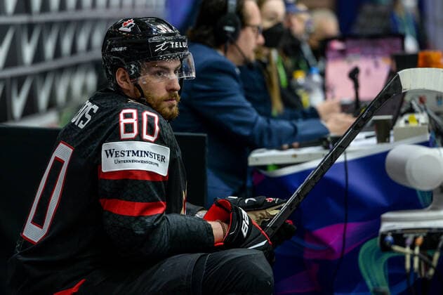 21.05.2022, Helsinki, Helsinki Ice Hall, 2022 IIHF Ice hockey, Eishockey World Championship, WM, Weltmeisterschaft Canada - Switzerland, 80 Pierre-Luc Dubois (Canada) Helsinki Helsinki Ice Hall Uusimaa Finland Copyright: xJustPictures.ch AndreaxBrancax