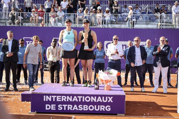 May 21, 2022 Strasbourg, Final tennis, Kaja Juvan (SLO) Angelique Kerber (GER) 2022 Internationaux de Strasbourg TENNIS : Internationaux de Strasbourg IS22 - 21 05 2022 ElyxandroCegarra Panoramic 