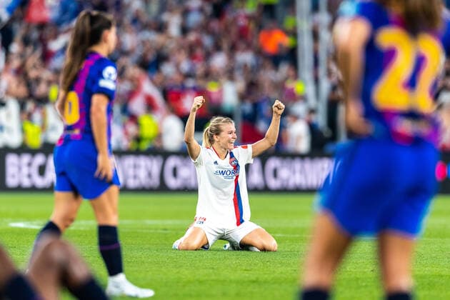 220521 Ada Hegerberg of Lyon celebrates winning the UEFA Women s Champions League final match between Barcelona and Lyon on May 21, 2022 in Turin. Photo: Vegard Grott BILDBYRAN kod VG VG0273 bbeng champions league finale finalen final mesterligaen dam football fotball fotboll soccer fcb barcelona lyon olympique lyonnais torino Jubel Copyright: VEGARDxGRoTT BB220521VG093