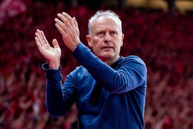 21.05.2022, xfrx, Fussball DFB Pokal Finale 2022, SC Freiburg - RB Leipzig emspor, v.l. Trainer Christian Streich (SC Freiburg) (DFL DFB REGULATIONS PROHIBIT ANY USE OF PHOTOGRAPHS as IMAGE SEQUENCES and or QUASI-VIDEO) Berlin