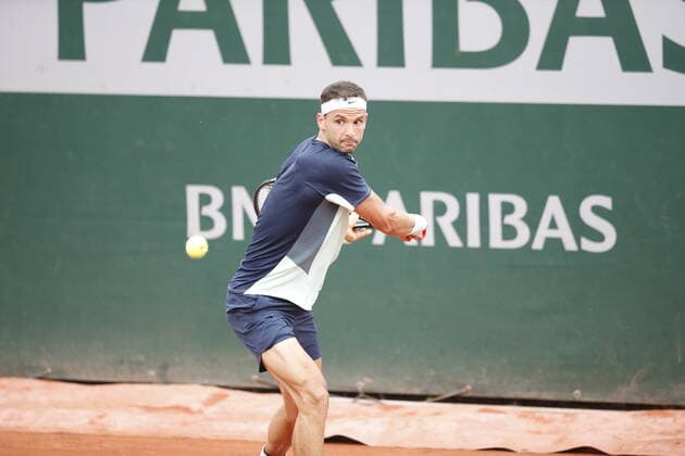 22.05.2022, Tennis, French Open 2022 Roland-Garros, FRA, Paris, Roland Garros Bild: v. li. Grigor Dimitrow (BUL) Copyright: HMBxMedia AntonioxBorga