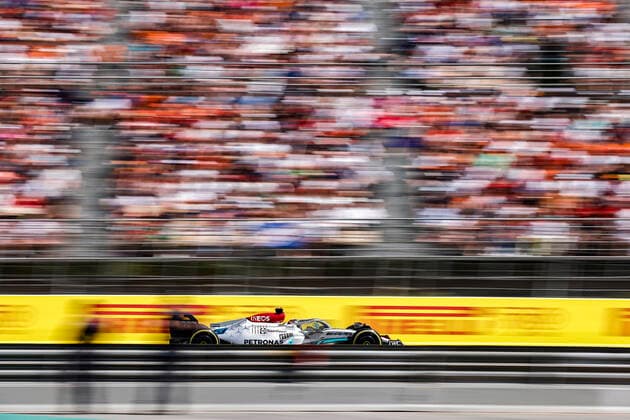 63 George Russell (GBR, Mercedes-AMG Petronas F1 Team), F1 Grand Prix of Spain at Circuit de Barcelona-Catalunya on May 22, 2022 in Barcelona, Spain. (Photo by HOCH ZWEI) Barcelona Spain