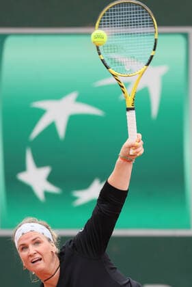 Belgian Ysaline Bonaventure pictured in action during a tennis match between Canadian Andreescu WTA, Tennis Damen 72) and Belgian Bonaventure (WTA 170), in the first round of the women s singles of the Roland Garros French Open tennis tournament, in Paris, France, Monday 23 May 2022. This year s tournament takes place from 22 May to 5 June. BENOITxDOPPAGNE  x35413100x