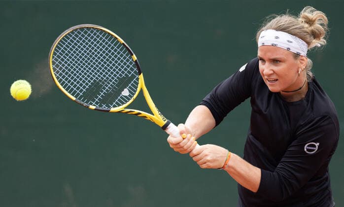 Belgian Ysaline Bonaventure pictured during a tennis match between Canadian Andreescu WTA, Tennis Damen 72) and Belgian Bonaventure (WTA 170), in the first round of the women s singles of the Roland Garros French Open tennis tournament, in Paris, France, Monday 23 May 2022. This year s tournament takes place from 22 May to 5 June. BENOITxDOPPAGNE  x35415386x