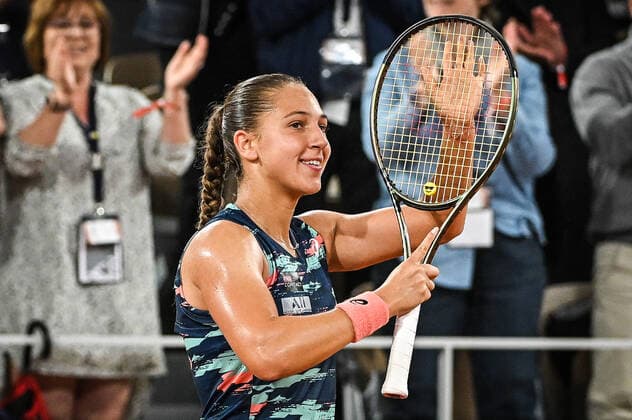 May 23, 2022, Paris, France: DIANE PARRY of France celebrates a point against defending Franch Open champion B. Krejcikova of the Czech Republic during day two of Roland-Garros 2022, French Open 2022, Grand Slam tennis tournament at the Roland-Garros Stadium in Paris, France. Parry won 1:6, 6:2, 6:3. PARIS France - ZUMAm308 20220523_zsp_m308_024 Copyright: xMatthieuxMirvillex