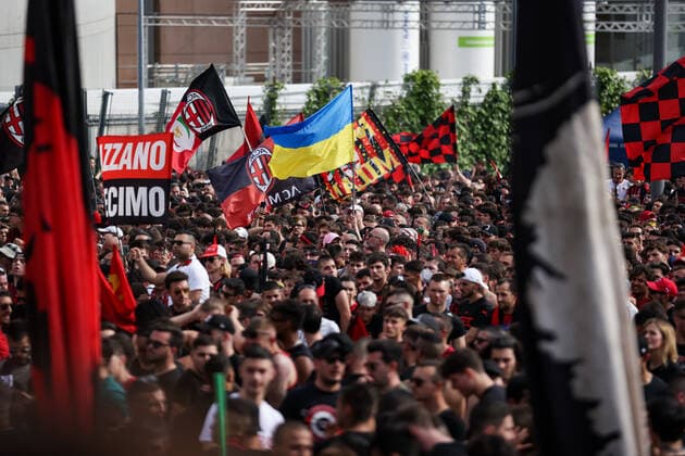 Photo LaPresse May 23, 2022 Milan, Italy News The departure of the open bus from Casa Milan for the Scudetto Festival. In the photo: Celebrations for the Scudetto victory  Copyright: xLaPresse AlessandroxBremec LaPrex