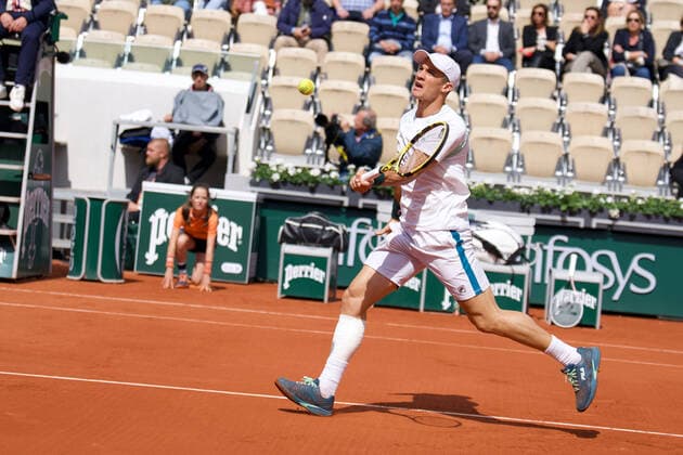 May 24, 2022, Saint Denis, Seine Saint Denis, France: FACUNDO BAGNIS of Argentina return the ball to DANIIL MEDVEDEV of Russia during the Day Three of the French Open 2022, Grand Slam tennis tournament at the Roland-Garros Stadium - Paris France..Daniil Medvedev won : 6:2 6:2 6:2 Saint Denis France - ZUMAp119 20220524_zaf_p119_013 Copyright: xPierrexSteveninx