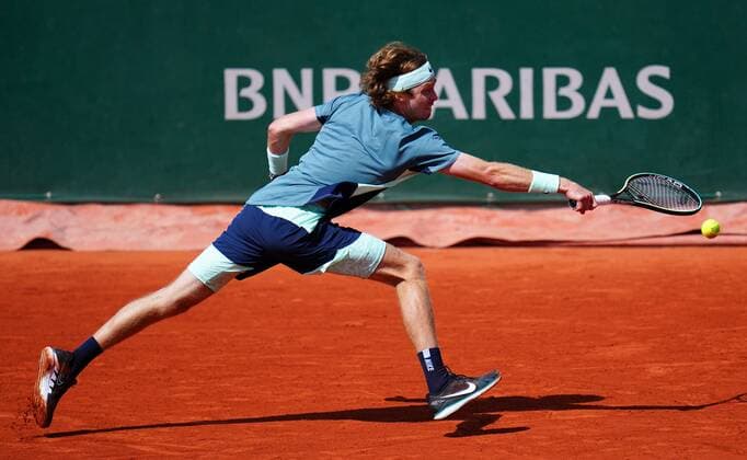 Mandatory Credit: Photo by Javier Garcia Shutterstock (12954043bv) Andrey Rublev in first round action French Open Tennis, Day 3, Roland Garros, Paris, France - 24 May 2022 French Open Tennis, Day 3, Roland Garros, Paris, France - 24 May 2022  Copyright: xJavierxGarcia Shutterstockx 12954043bv