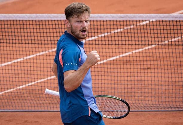 Belgian David Goffin jubilates during a tennis match between Belgian Goffin ATP, Tennis Herren 48) and Czech Lehecka (ATP 71), in the first round of the men s singles of the Roland Garros French Open tennis tournament, in Paris, France, Tuesday 24 May 2022. This year s tournament takes place from 22 May to 5 June. BENOITxDOPPAGNE  x35454007x