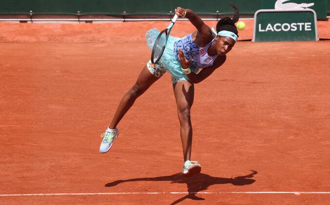US Coco Gauff plays against Alison Van Uytvanck of Belgium during their French Tennis Open match at Roland Garros near Paris, France, on Wednesday, May 25, 2022. Anisimova won 6-4, 6-1.  PAR20220525122 MAYAxVIDON-WHITE