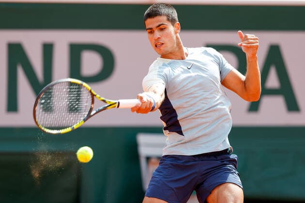 25.05.2022, Tennis, French Open 2022 Roland-Garros, FRA, Paris, Roland Garros Bild: v. li. Carlos Alcaraz (ESP) Copyright: HMBxMedia AntonioxBorga