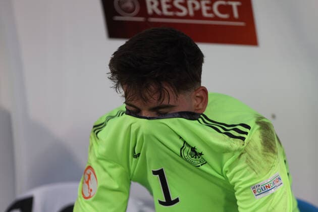 220525 Dennis Seimen of Germany during the UEFA Under-17 quarter Final between Germany and France on May 25, 2022 in Tel Aviv. Photo: Nir Keidar BILDBYRAN COP 329 ZN0007 fotboll football soccer fotball em U17, U 17 p17 UEFA EURO, EM, Europameisterschaft,Fussball under 17 tyskland frankrike france germany Copyright: NIRxKEIDAR BB220525BB974