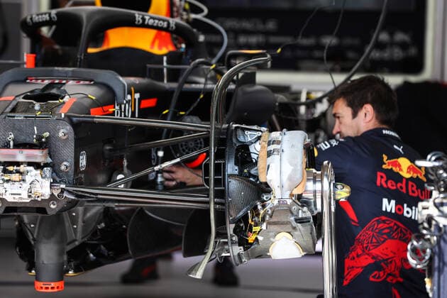 Red Bull Racing Honda RB18, mechanical detail during the Formula 1 Grand Prix de Monaco 2022, 7th round of the 2022 FIA Formula One World Championship, WM, Weltmeisterschaft on the Circuit de Monaco, from May 27 to 29, 2022 in Monte-Carlo, Monaco - F1 - MONACO GRAND PRIX 2022 DPPI Panoramic  00122018_AV6_6193
