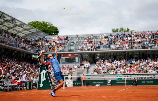 Mandatory Credit: Photo by Dave Shopland Shutterstock (12958165bc) David Goffin from Belgium wins 2nd round match in 4 sets French Open Tennis, Day 5, Roland Garros, Paris, France - 26 May 2022 French Open Tennis, Day 5, Roland Garros, Paris, France - 26 May 2022  Copyright: xDavexShopland Shutterstockx 12958165bc