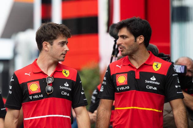 FORMULA 1 - GP of Monaco MONTE CARLO,MONACO,27.MAY.22 - MOTORSPORTS, FORMULA 1 - Grand Prix of Monaco, Circuit de Monaco, free practice. Image shows Charles Leclerc (MON Ferrari) and Carlos Sainz Jr (ESP Ferrari).  GEPAxpictures xXPBxImages xPrice