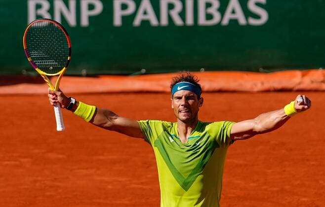 Mandatory Credit: Photo by Dave Shopland Shutterstock (12958850ap) Spain s Rafael Nadal wins his 3rd round match in straight sets on a full Suzanne Lenglen Court French Open Tennis, Day 6, Roland Garros, Paris, France - 27 May 2022 French Open Tennis, Day 6, Roland Garros, Paris, France - 27 May 2022  Copyright: xDavexShopland Shutterstockx 12958850ap