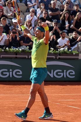 Spanish Rafael Nadal plays against Dutch Botic Van de Zandschulp during their French Tennis Open match at Roland Garros near Paris, France, on Friday May 27, 2022. Nadal won 6-3, 6-2, 6-4.  PAR20220527125 MAYAxVIDON-WHITE