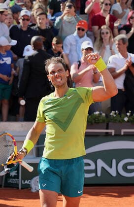Spanish Rafael Nadal plays against Dutch Botic Van de Zandschulp during their French Tennis Open match at Roland Garros near Paris, France, on Friday May 27, 2022. Nadal won 6-3, 6-2, 6-4.  PAR20220527126 MAYAxVIDON-WHITE