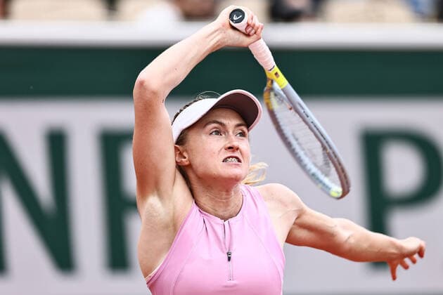 Aliaksandra Sasnovich, BLR, during third round of 2022 French Open at Roland Garros, Paris, 27 05 2022; -