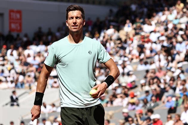 Aljaz Bedene, SLO, during third round of 2022 French Open at Roland Garros, Paris, 27 05 2022; -