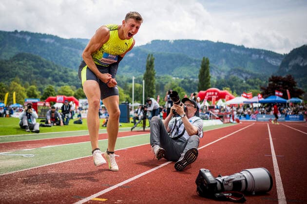 Bilder des Jahres 2022, Sport 05 Mai Sport Themen der Woche KW21 Sport Bilder des Tages Suisse Simon Ehammer celebrates after setting a new long jump world record in the decathlon during the long jump event, at the men s decathlon event on the first day of the Hypo-Meeting, IAAF World Combined Events Challenge, in the Mosle stadium in Gotzis, Austria, Saturday 28 May 2022. JASPERxJACOBS  x35575497x