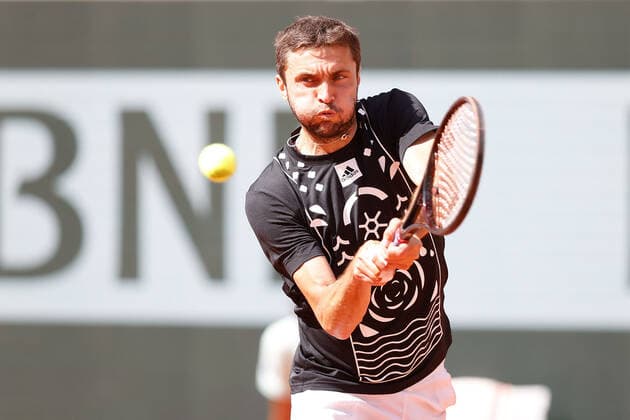 28.05.2022, Tennis, French Open 2022 Roland-Garros, FRA, Paris, Roland Garros Bild: v. li. Gilles Simon (FRA), sein letztes Spiel Copyright: HMBxMedia AntonioxBorga