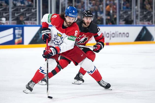 220528 Michal Kempny of Czech Republic during the 2022 IIHF Ice hockey, Eishockey World Championship, WM, Weltmeisterschaft semifinal game between Canada and Czech Republic on May 28, 2022 in Tampere. Photo: Maxim Thore BILDBYRAN kod MT MT0406 ishockey ice hockey ishockey-vm iihf ice hockey world championship kanada canada tjeckien czech republic bbeng semifinal Copyright: MAXIMxTHORE BB220528MT063