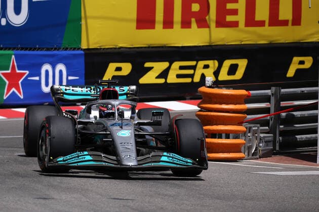 Monaco , Monte Carlo, 28.05.2022, Circuit de Monaco, Formula 1 - Monaco Grand Prix 2022 - Preview, George Russell (Mercedes AMG Petronas F1 Team) on track during - (Photo EU-Images) Monte Carlo Circuit de Monaco Monaco