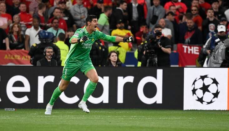 PARIS, FRANCE - MAY 28 : Courtois Thibaut of Real Madrid elected man of the match during the UEFA champions league final match between Real Madrid and Liverpool FC on Stade de France May 28, 2022 in Paris, France, 28 05 2022 ( Real Madrid v Liverpool FC - champions league 2022 s Final PhotoNews Panoramic 