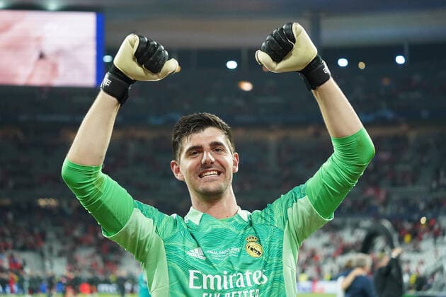 Thibaut Courtois of Real Madrid CF celebrates after winning the UEFA Champions League Final match between Liverpool FC and Real Madrid CF at Stade de France on May 28, 2022 in Paris, France. Copyright: xGiuseppexMaffiax 32220213