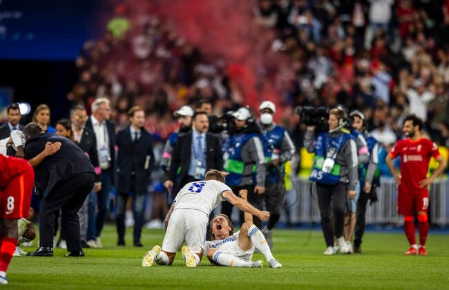 Schlussjubel: Toni Kroos (Real), Luka Modric (Real) FC Liverpool - Real Madrid Paris, Champions League, Finale, 28.05.2022, Fussball; Saison 2021 22 Foto: Moritz Müller